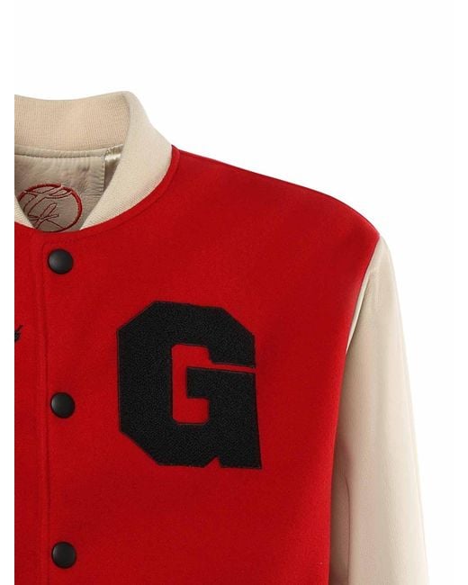 Giuliano Galiano Red Varsity Bomber Jacket for men
