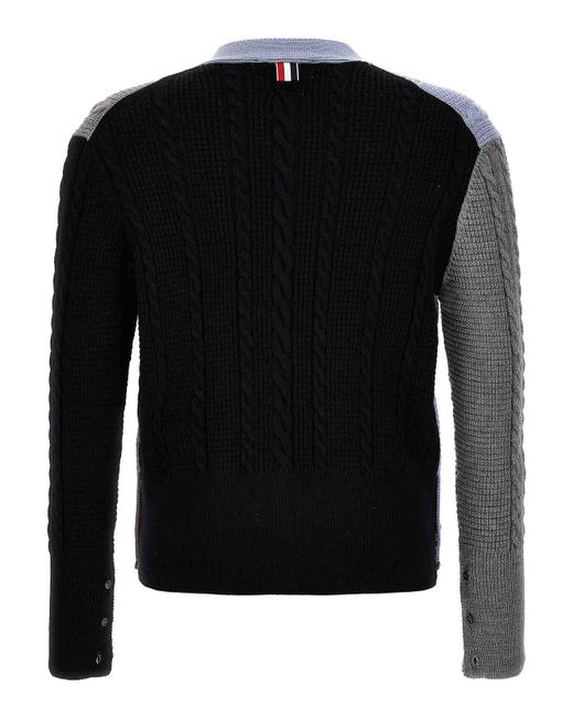 Thom Browne Gray Funmix Cable Cardigan for men