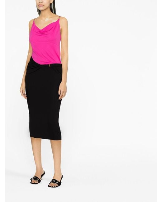 Versace Black Long Pencil Jersey Skirt