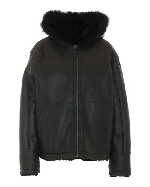 Yves Salomon Black Reversible Aviateur Shearling Jacket for men
