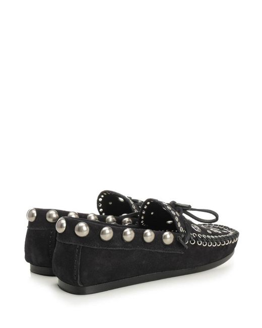 Isabel Marant Black Suede Eyelets Moccasin
