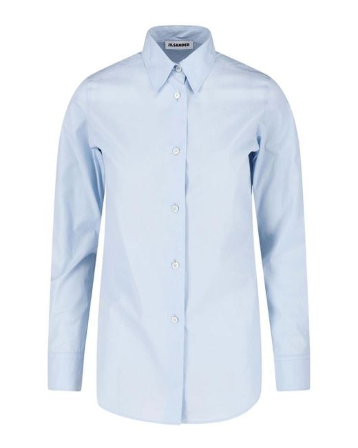 Jil Sander Blue Cotton Poplin Shirt