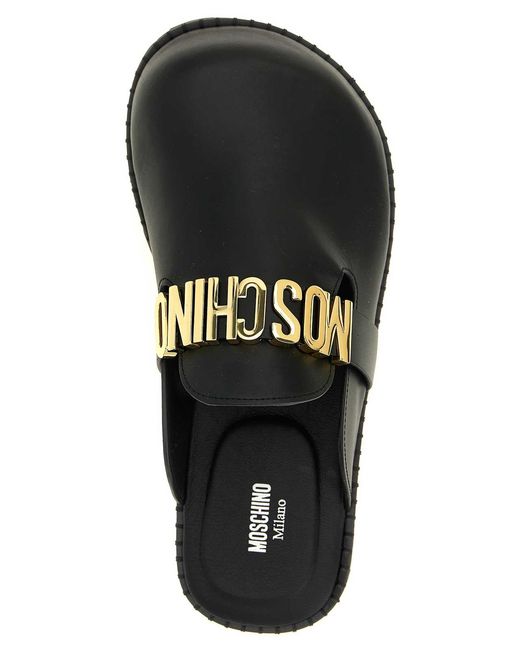 Moschino Black Leather Sabots for men