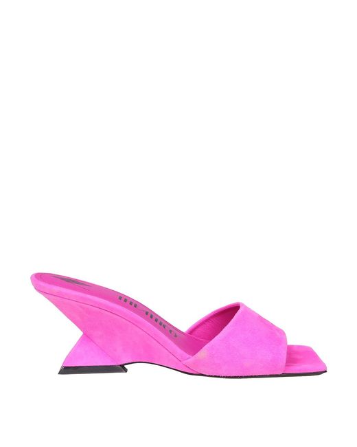 The Attico Pink Suede Cheope Sandalswith Wedge