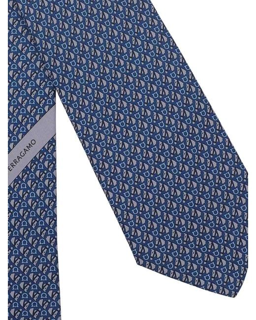 Ferragamo Blue Silk Equestre Print Tie for men
