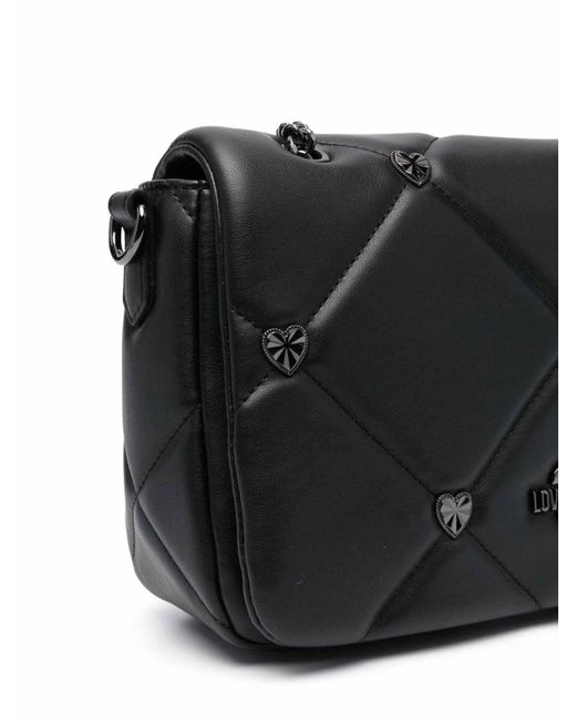 Love Moschino Black Heart-plaque Quilted Bag