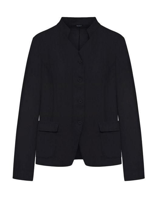 Transit Blue Stretch Linen Blend Jacket