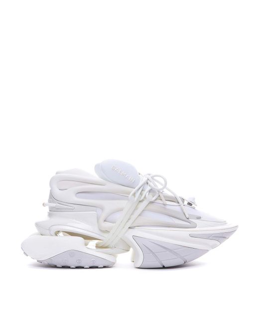 Balmain White Leather Unicorn Runner Sneakers for men