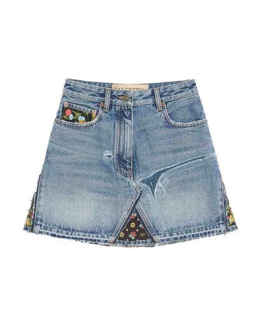 Valentino Garavani Blue Denim Skirt