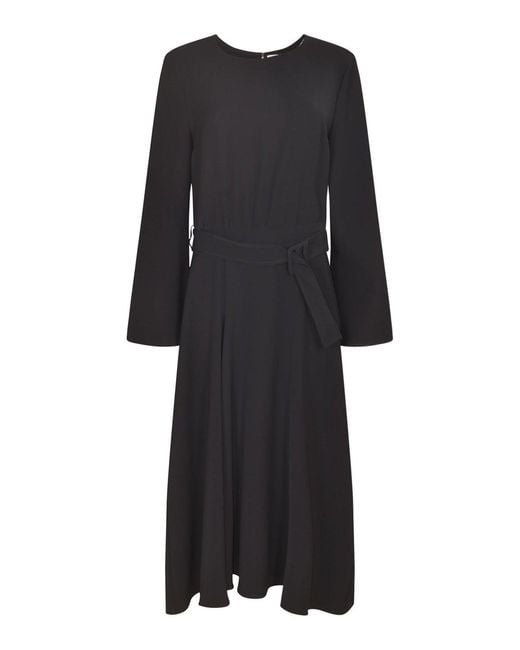 P.A.R.O.S.H. Black Flared Sleeve Belted Dress