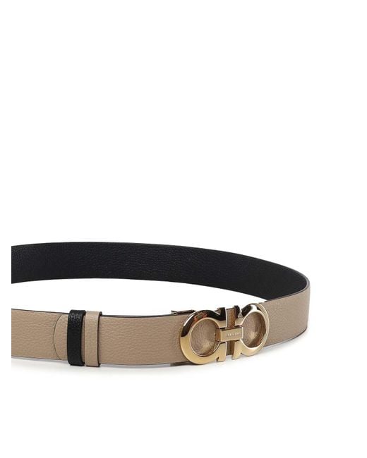 Ferragamo Natural Gancini Reversible And Adjustable Belt
