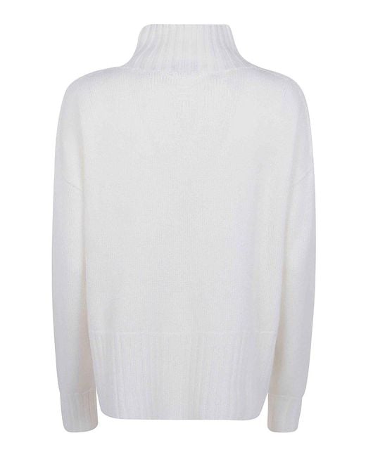 Drumohr White Oversized V Neck Sweater