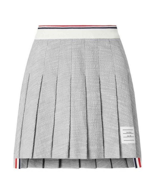 Thom Browne Gray Pleated Tweed Skirt