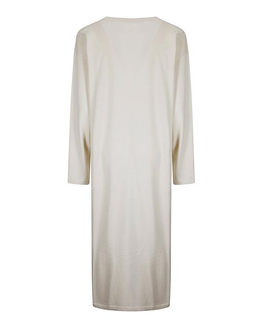 Extreme Cashmere White Long Cashmere Blend Dress