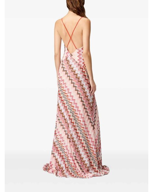 Missoni Pink Abito Lungo Zig Zag