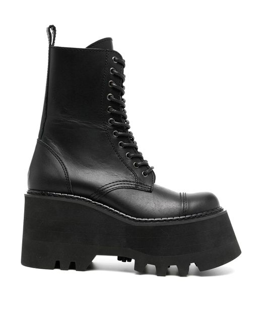 Junya Watanabe Black Leather Platform Boots