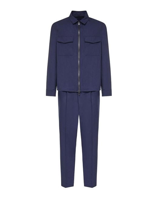 Santaniello Blue Wool Blend Coordinated Suit for men