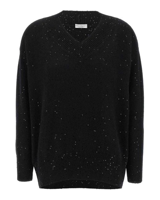 Brunello Cucinelli Black Sequin Sweater