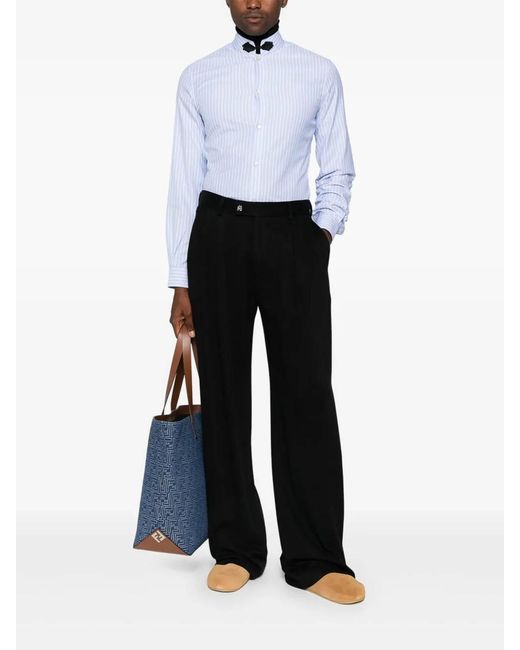 Valentino White 'Si00' Striped Oxford Shirt for men