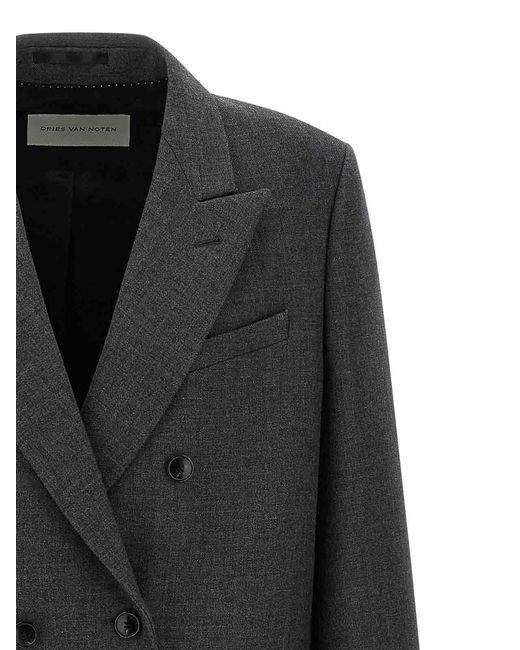 Dries Van Noten Black Double-Breasted Coats for men