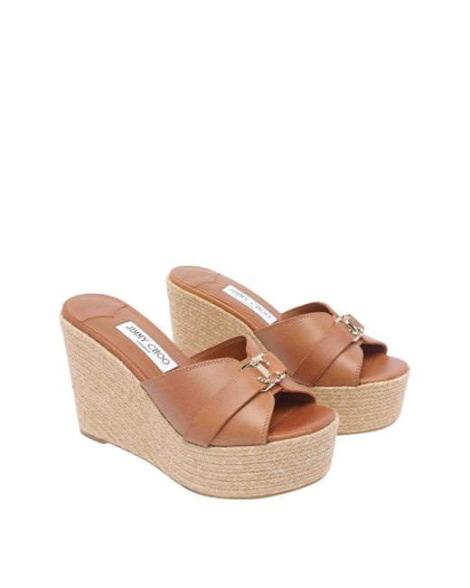 Jimmy Choo Natural Leda Wedges Sandals