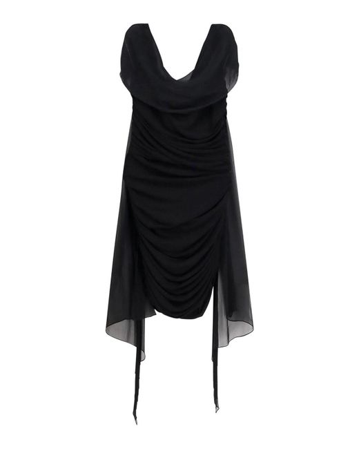 Givenchy Black Off-Shoulder Draped Mini Dress