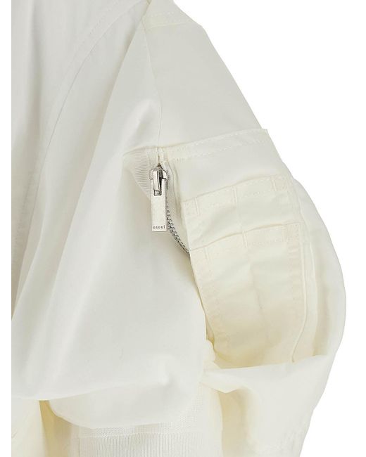 Sacai White Bomber Sleeve Shirt