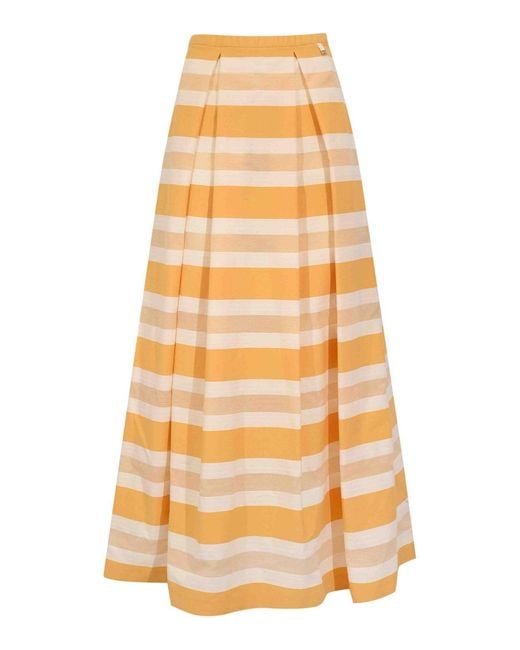 Herno Yellow Conte Blend Skirt With Maxi Stripes