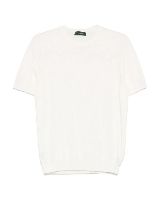Zanone White Knitted T-Shirt for men