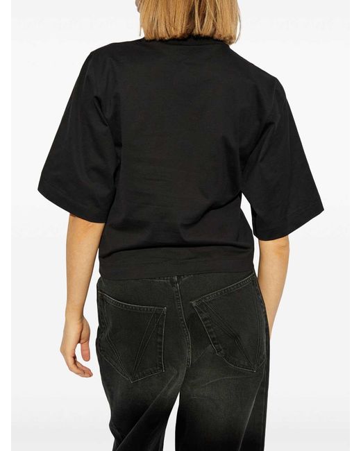 Palm Angels Black Logo Cropped T-Shirt Crew Neck
