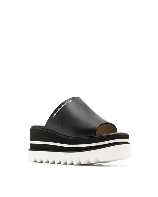 Stella McCartney Black Platform-Sole Sandals With Logo