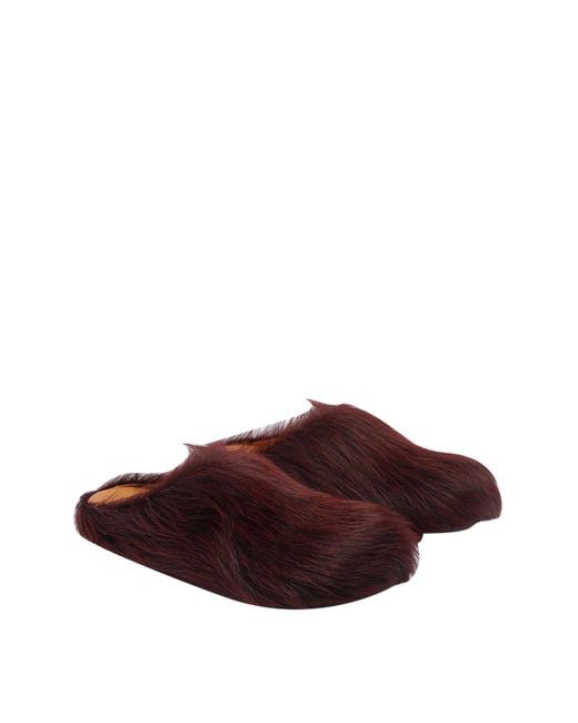 Marni Brown Long Hair Sabot Fussbet