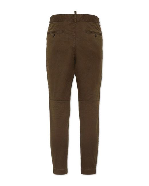 DSquared² Brown Cotton Blend Elastic Trousers for men