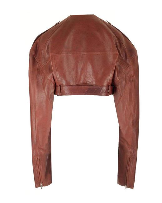 Rick Owens Brown Cropped Biker Jacket