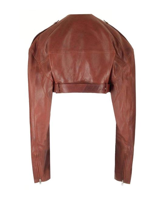 Rick Owens Brown Cropped Biker Jacket