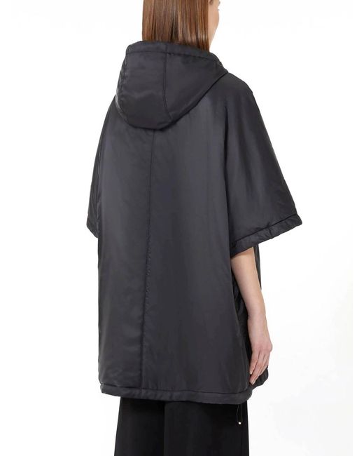 Max Mara Black Padded Hooded Cape