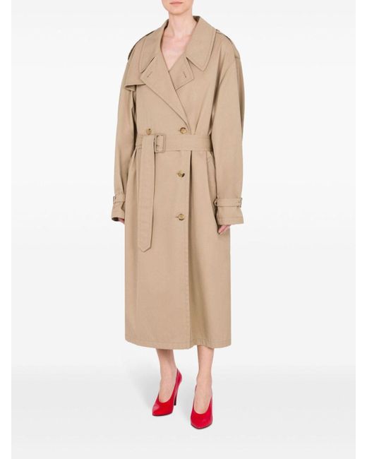 Moschino Natural Double-Breasted Button Fastening Long Coat