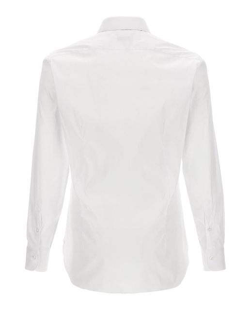 Barba Napoli White Stretch Poplin Shirt for men