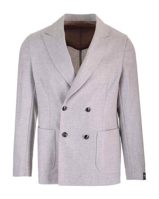 Barba Napoli Gray Easy Double Breasted Jacket for men