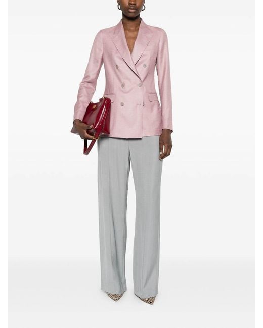 Tagliatore Pink Double-Breasted Wool Blazer