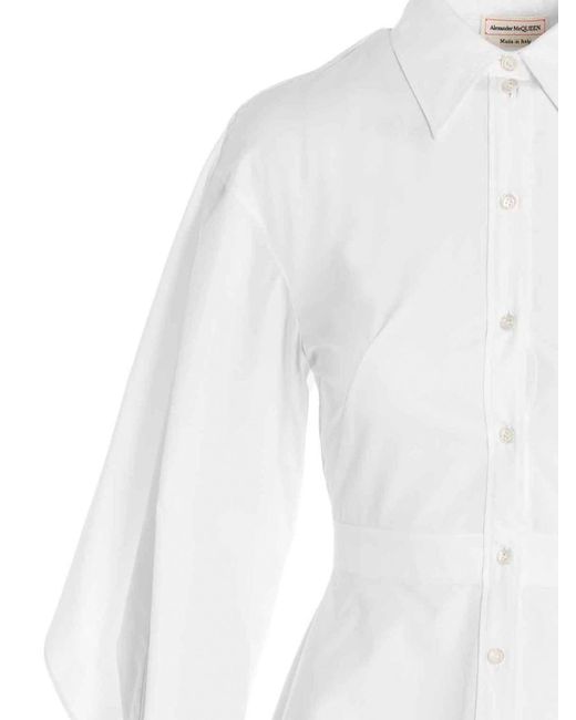 Alexander McQueen White Peplum Cut-out Shirt