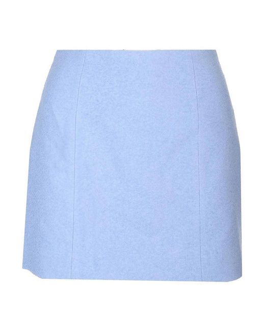 Patou Blue Stretch Tweed Mini Skirt