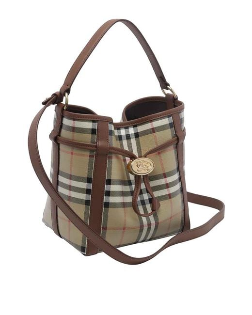 Burberry Gray Small Check Bucket Bag