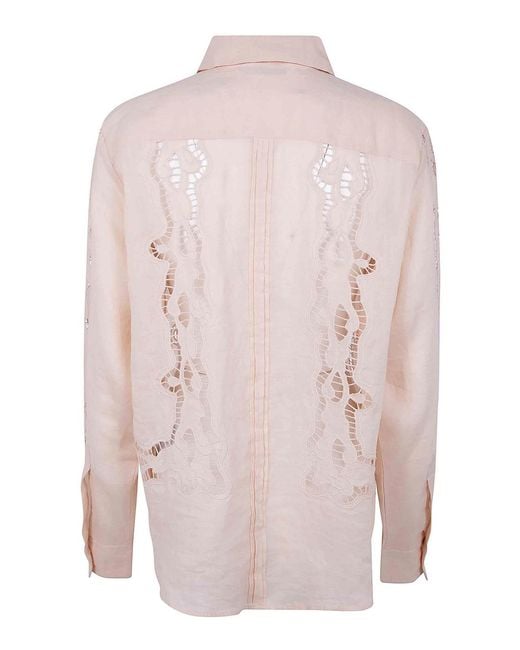 Seventy Pink Ramie Embroidered Shirt