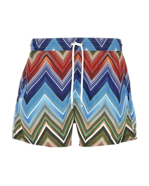 Missoni Blue Macro Zigzag Swimsuit for men