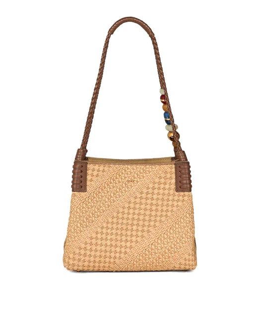 Etro White Libra S Rafia Shoulder Bag