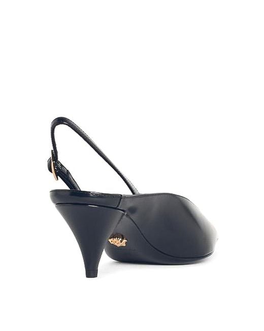 Versace Blue La Medusa Leather Slingbacks
