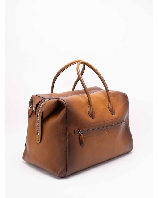 Santoni Brown Duffle Bag for men