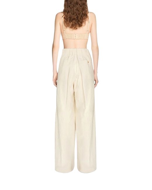 Dries Van Noten White Wide-Leg Cotton Trousers With Striped Pattern