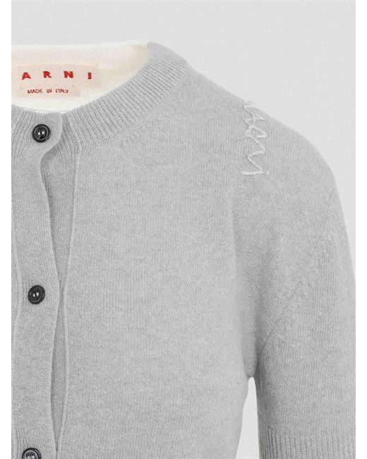 Marni White Virgin Wool Cardigan